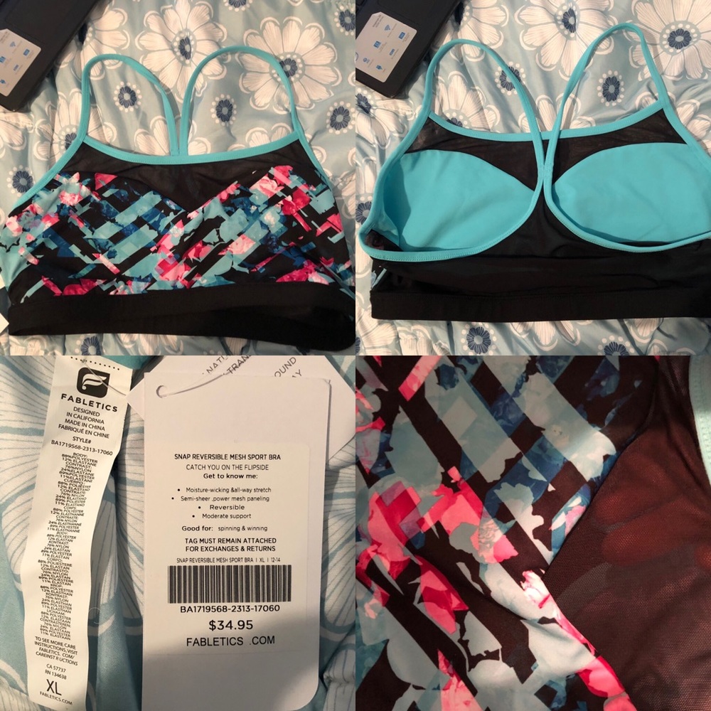 Fabletics Snap Reversible Mesh Sports Bra